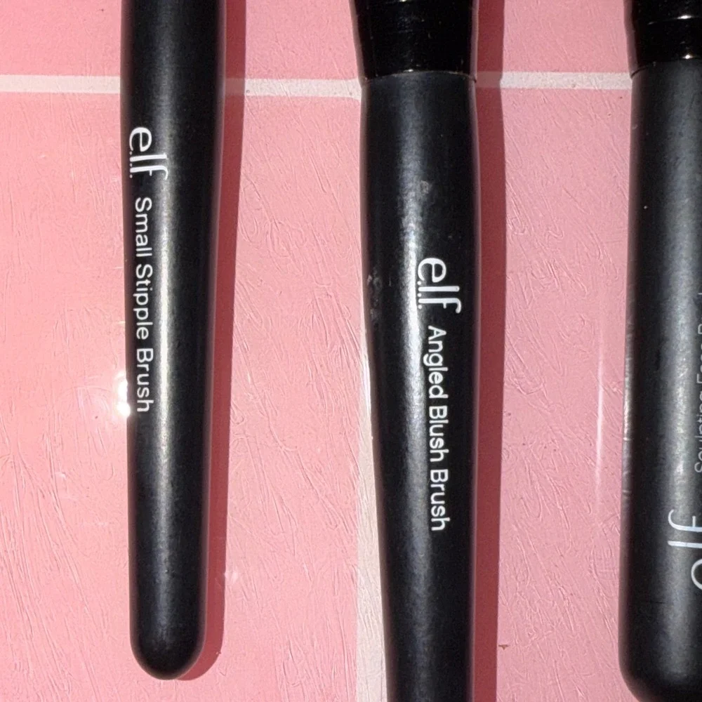 ELF Cosmetics Makeup Brush Set 6pc Stipple Blush Foundation Sculpting Brow Brush